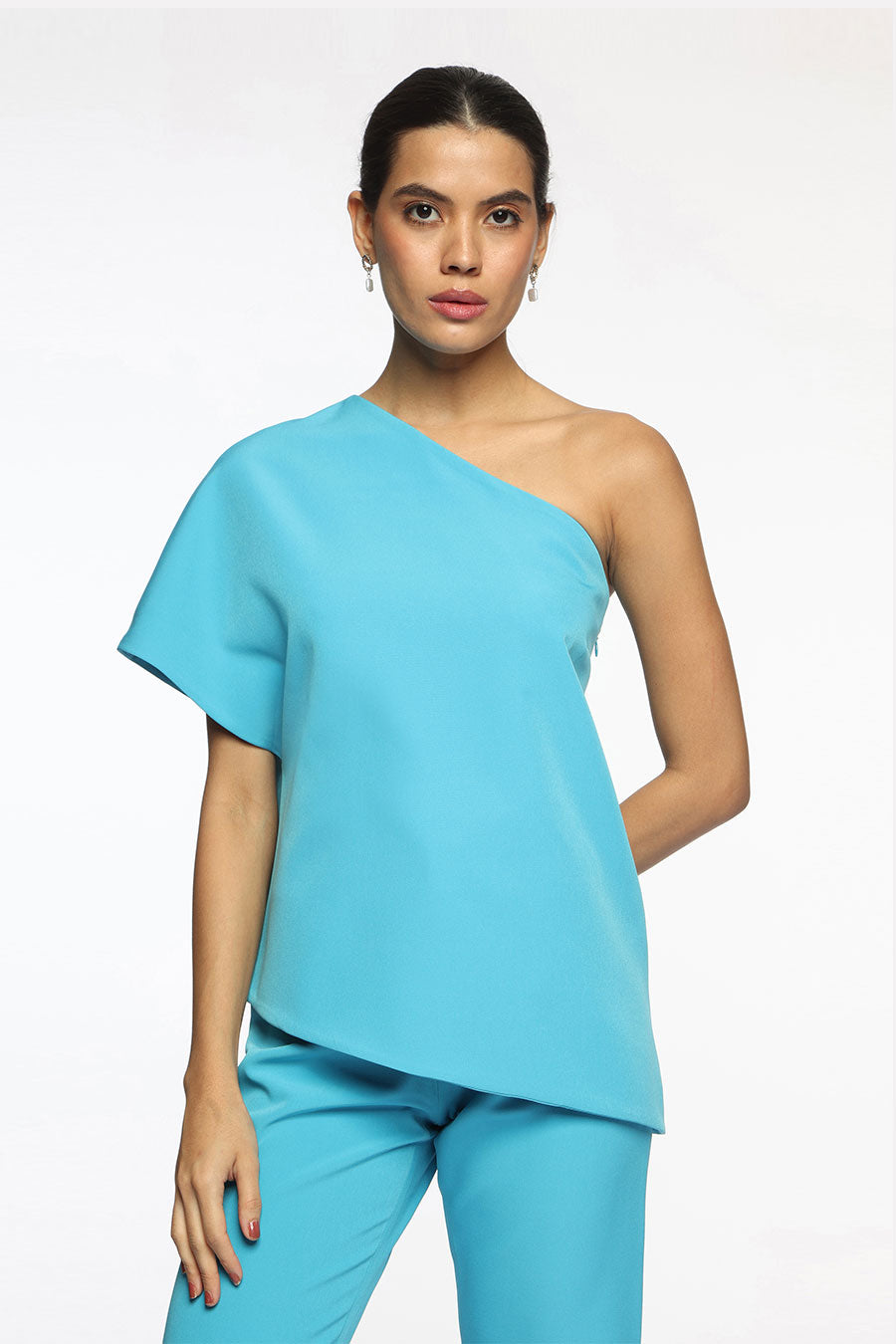 Blue Leo One-Shoulder Top