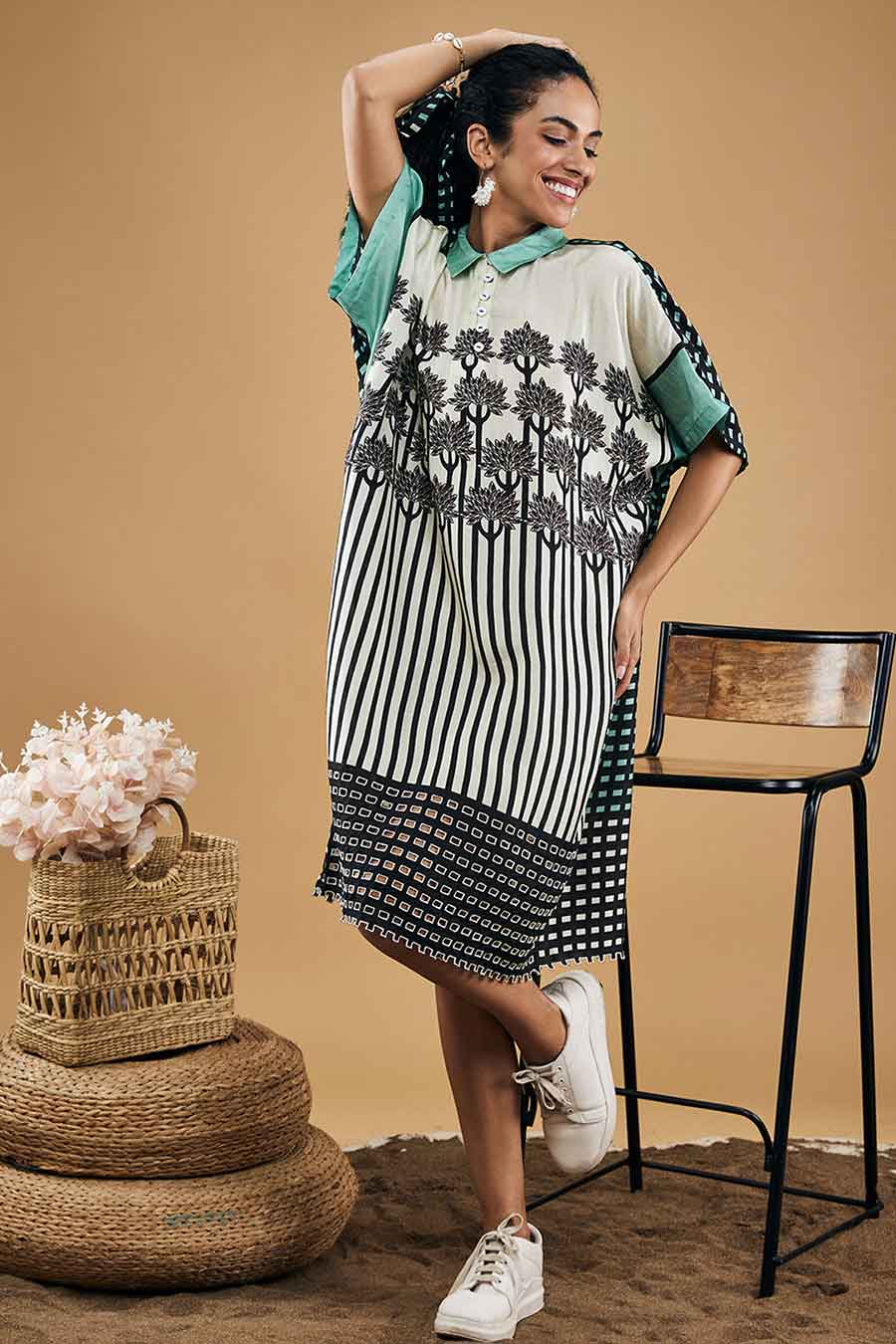 White Palm Bay Printed Kimono Dress