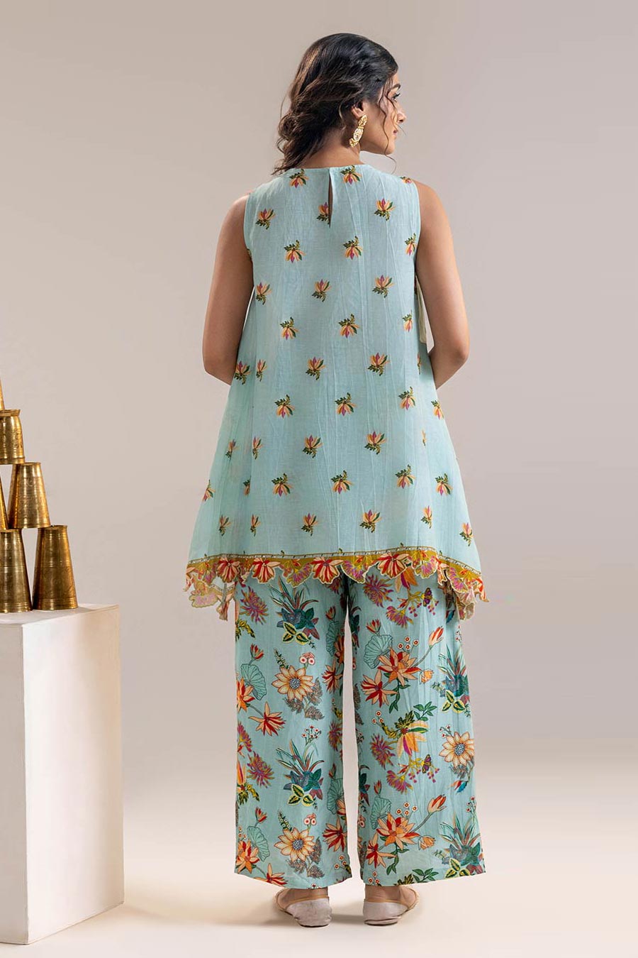 Blue Aarani Embellished Tunic & Pant Co-Ord Set