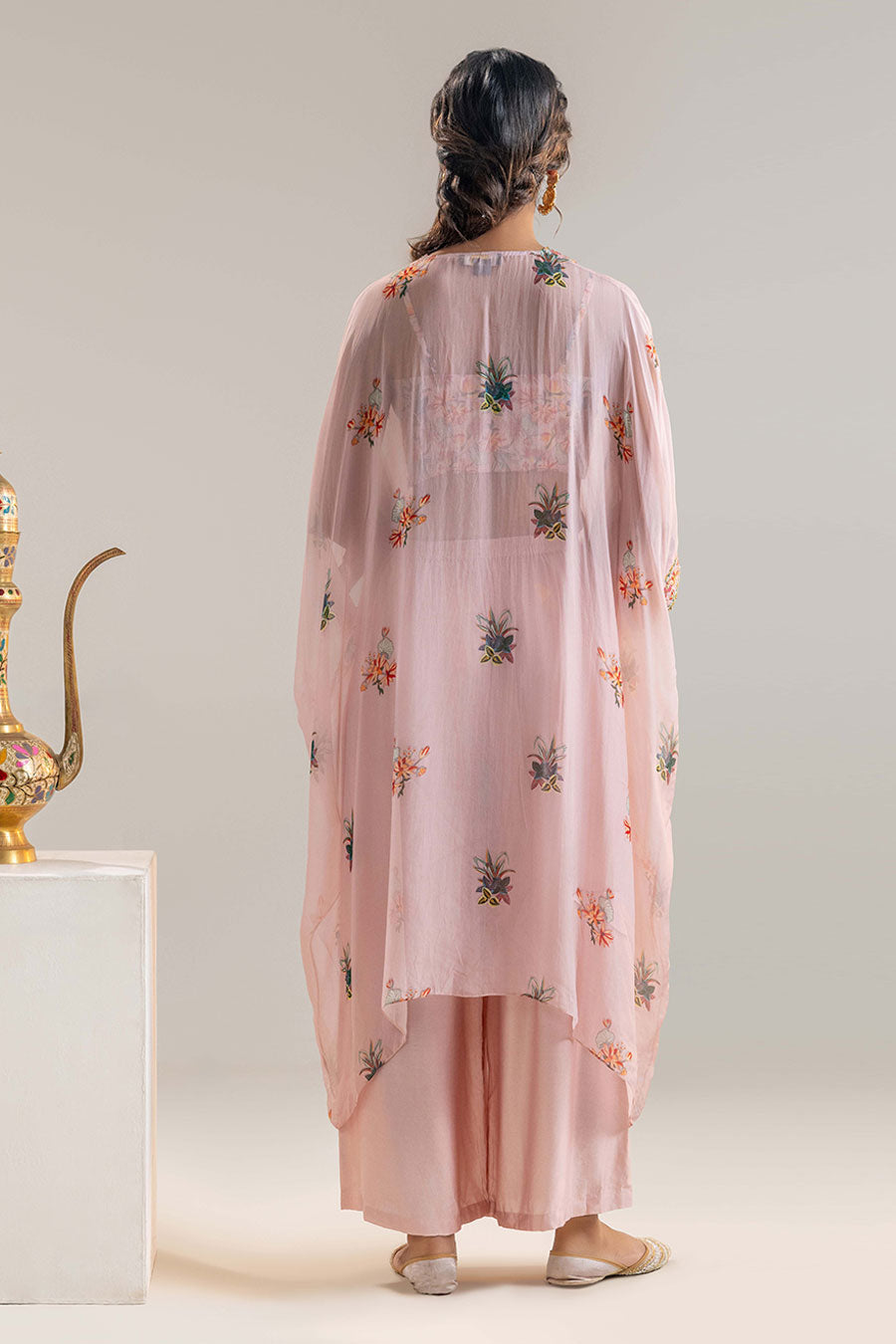 Pink Arani Embellished Kaftan Set