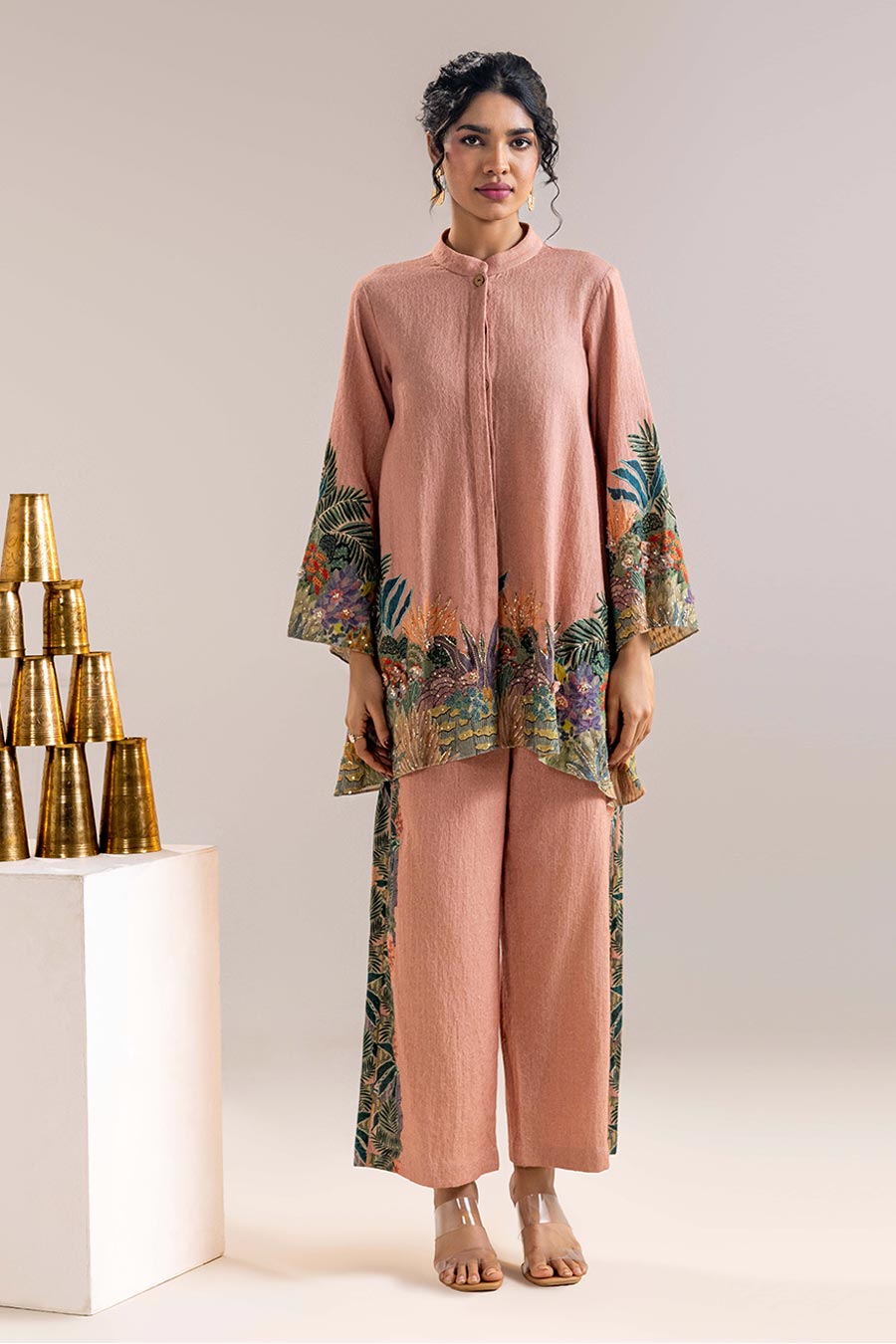 Pink Kaira Embellished Top & Pant Co-Ord Set