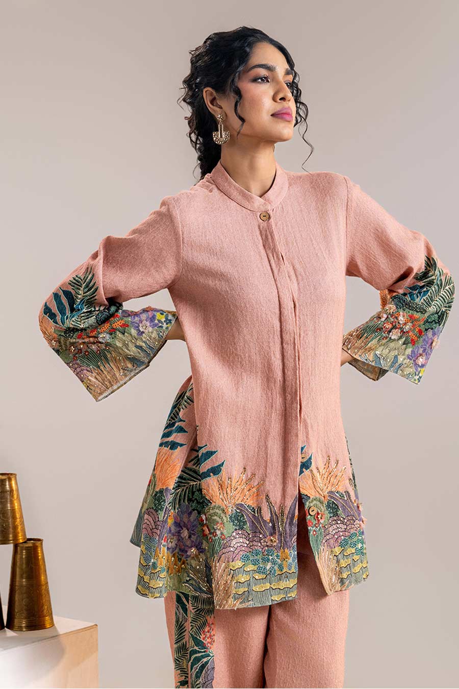 Pink Kaira Embellished Top & Pant Co-Ord Set