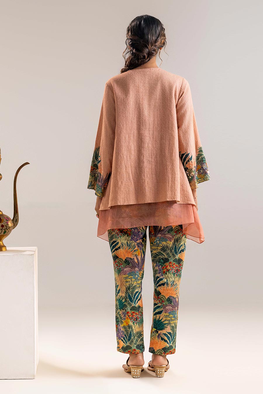 Pink Kaira Embellished Layered Top & Pant Co-Ord Set