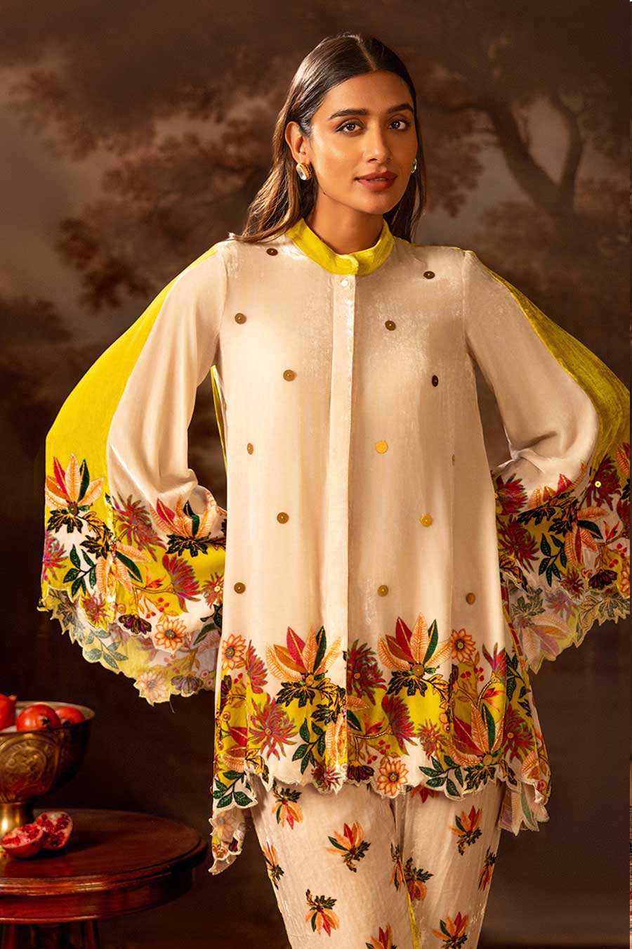 Beige Aarani Embellished Top & Pant Co-Ord Set