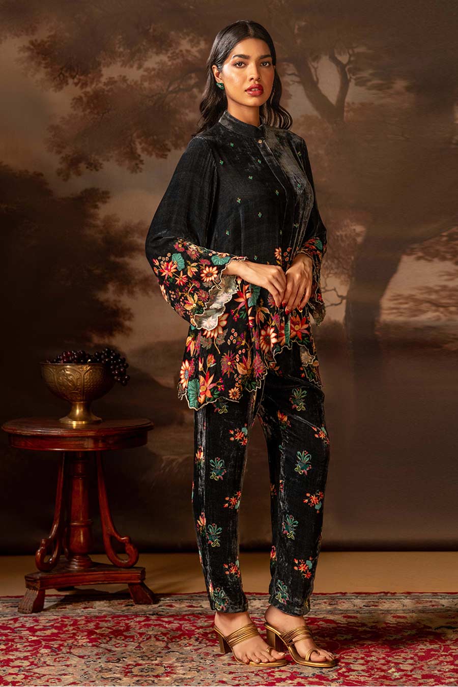 Black Aarani Embellished Top & Pant Co-Ord Set