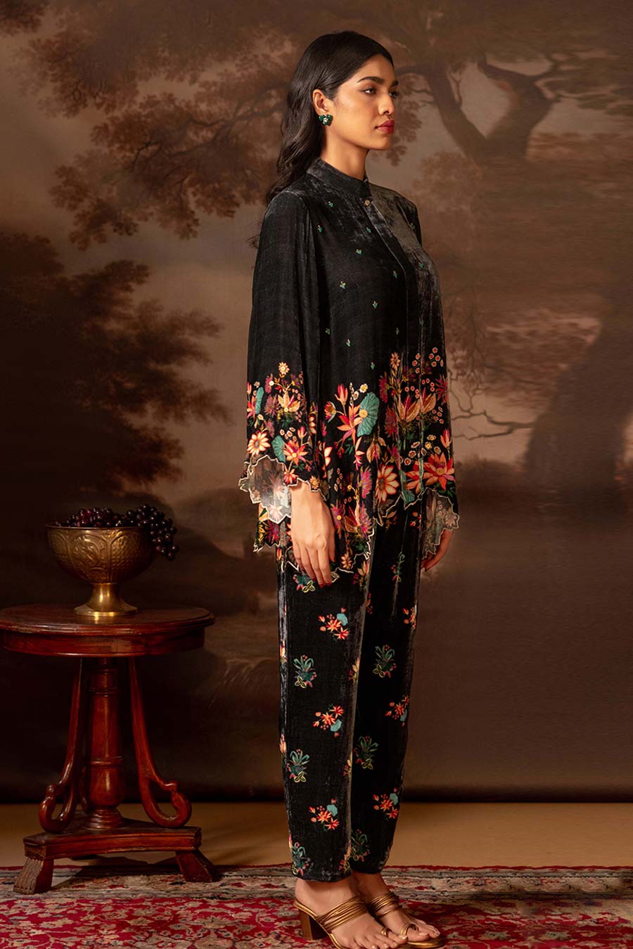 Black Aarani Embellished Top & Pant Co-Ord Set