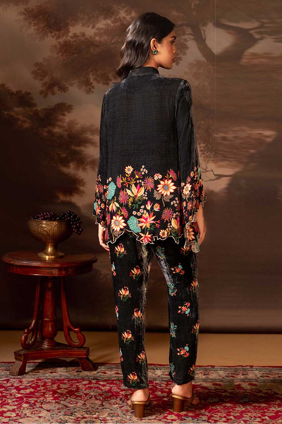 Black Aarani Embellished Top & Pant Co-Ord Set