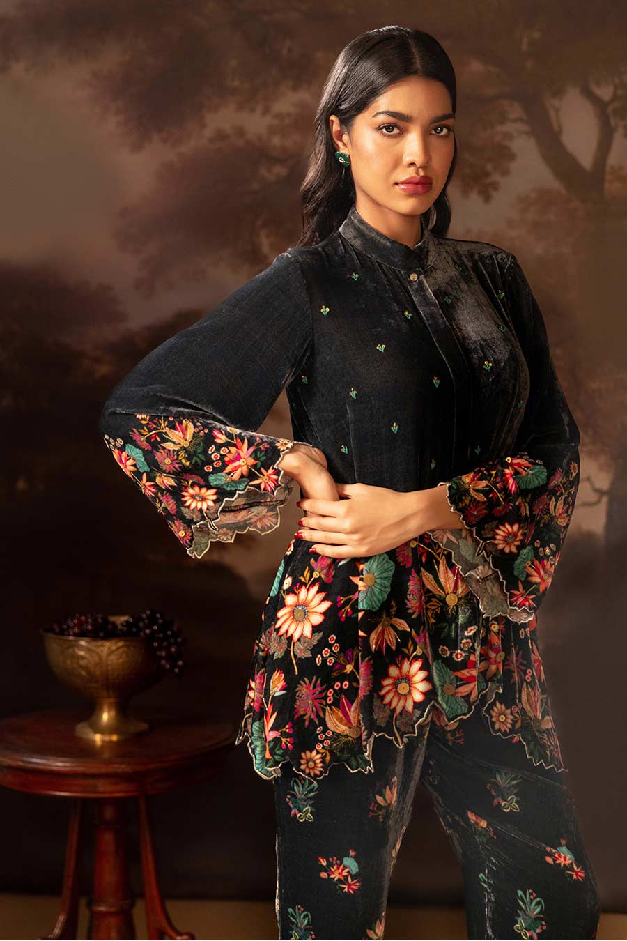 Black Aarani Embellished Top & Pant Co-Ord Set