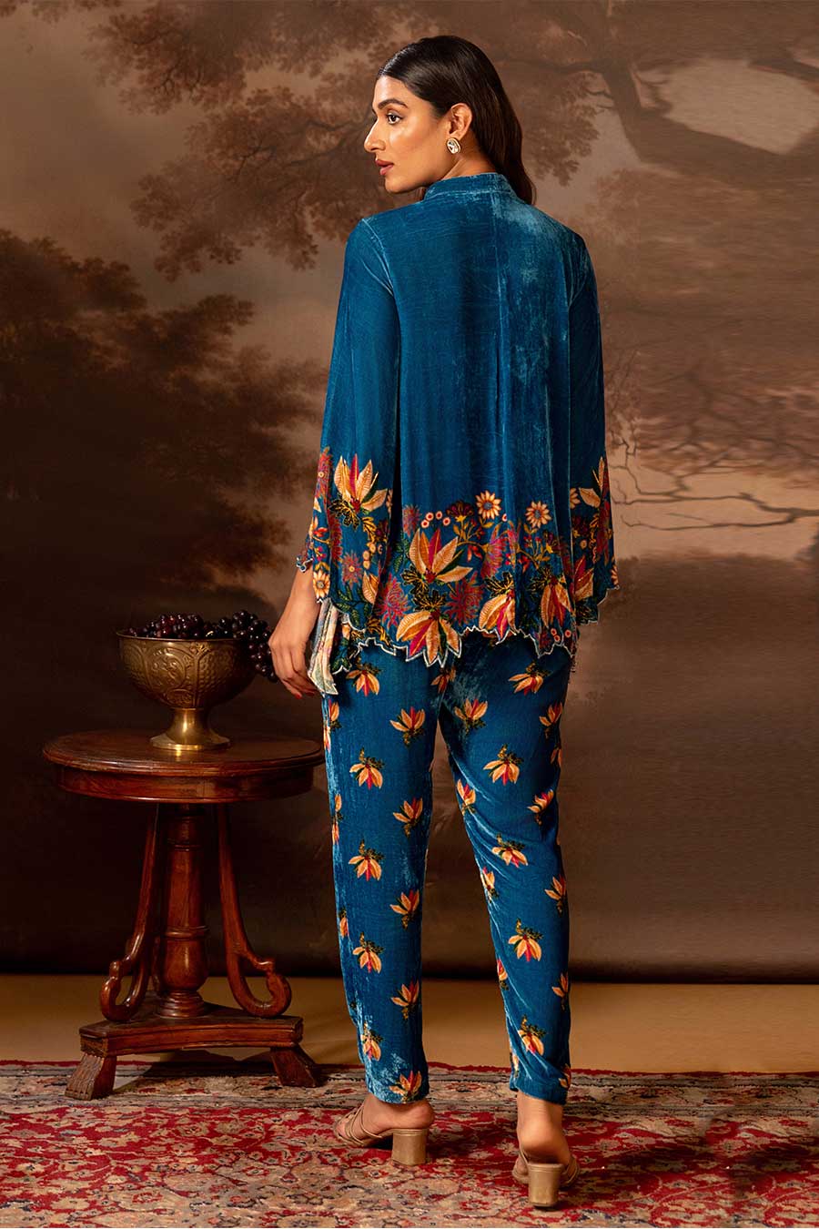 Blue Aarani Embellished Top & Pant Co-Ord Set