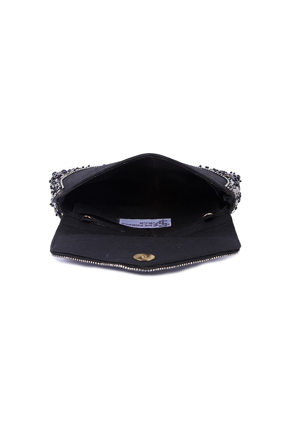 Black Floral Embroidered Clutch