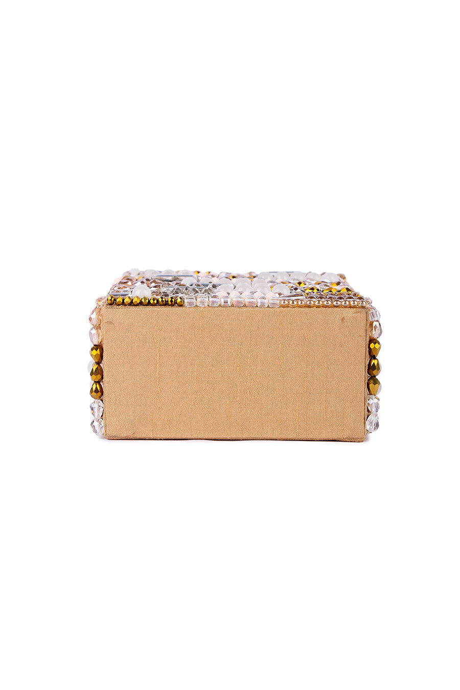 Gold Jhumroo Hand-Embroidered Box Clutch