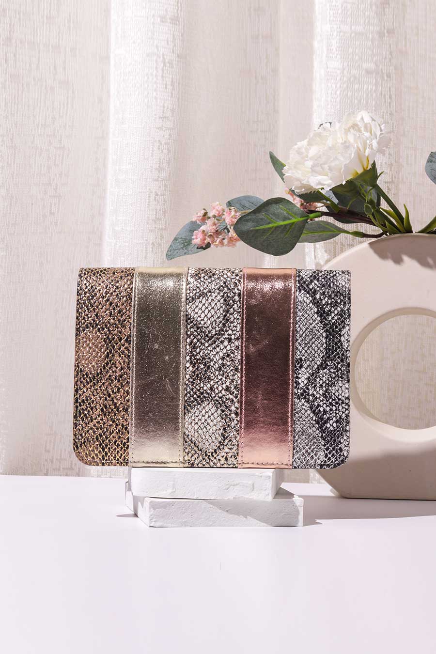 Multicolour Snakeskin Printed Clutch