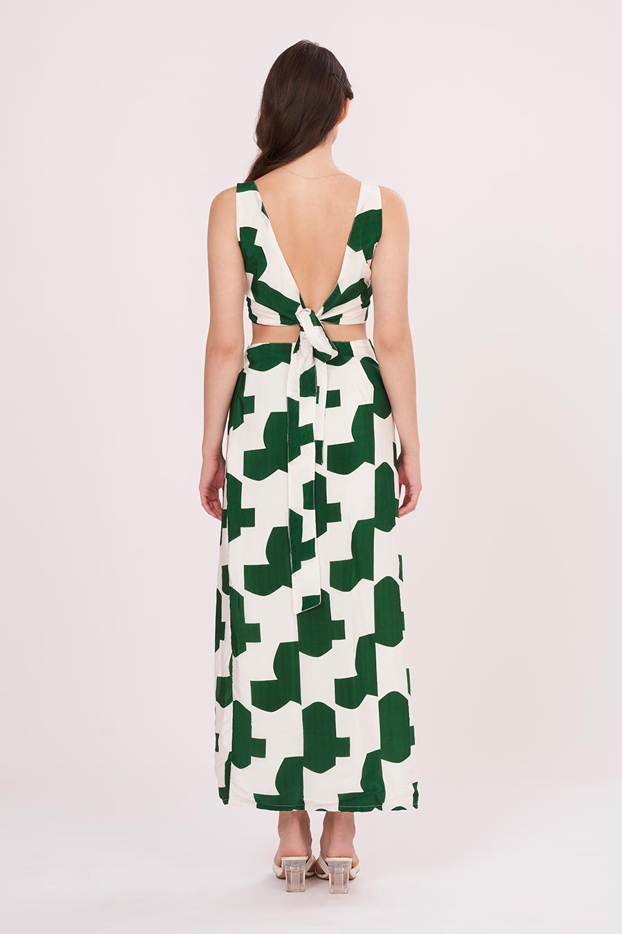 Green Printed Top & Skirt Co-Ord Set