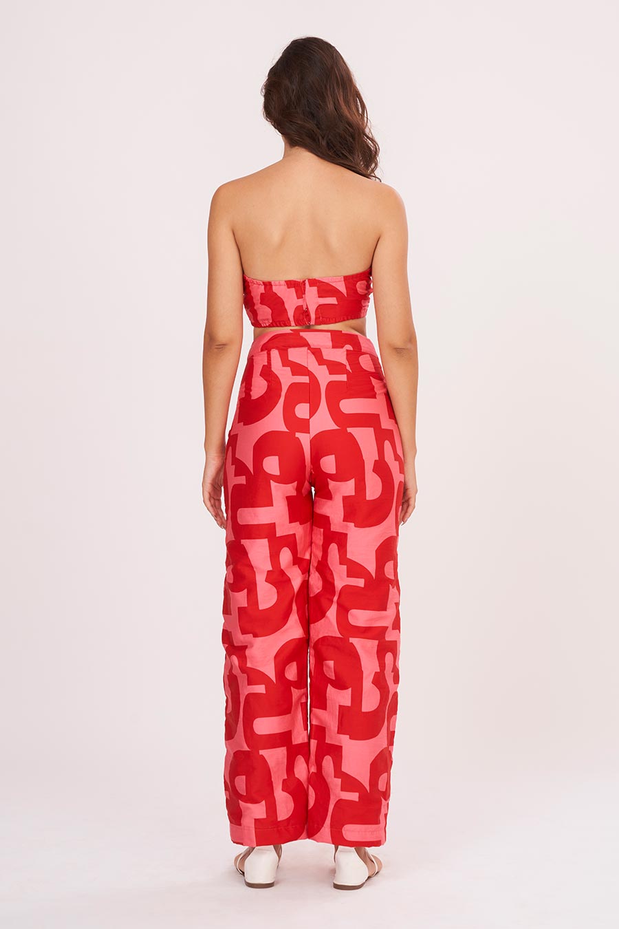 Red Printed Tube Top & Pant Co-Ord Set