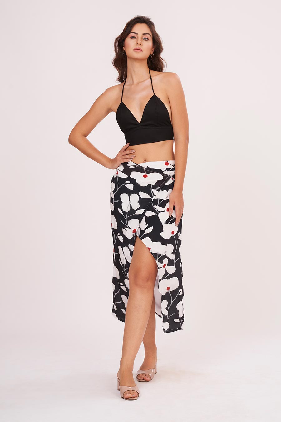 Black Halter Neck Top & Skirt Co-Ord Set