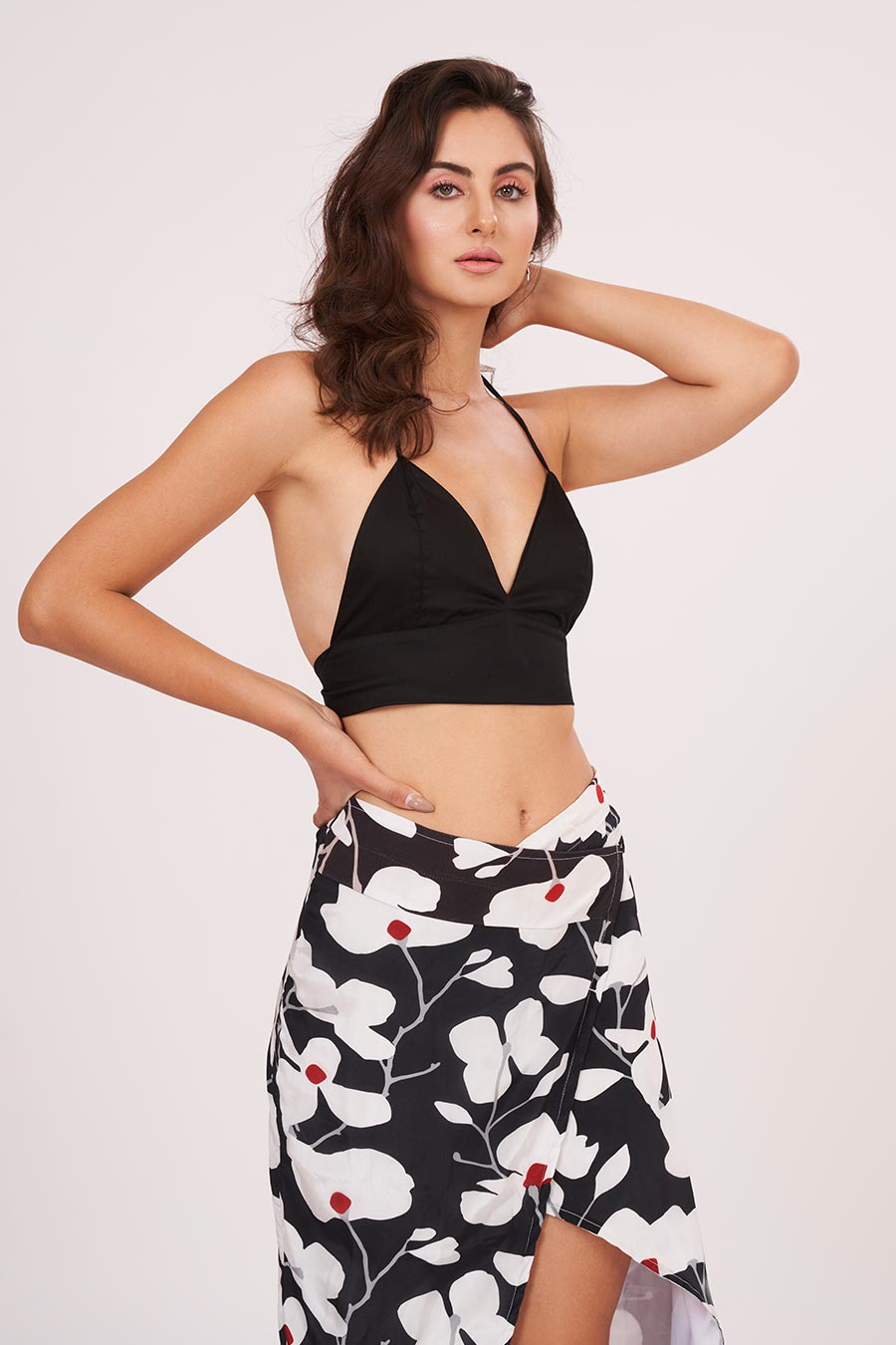 Black Halter Neck Top & Skirt Co-Ord Set