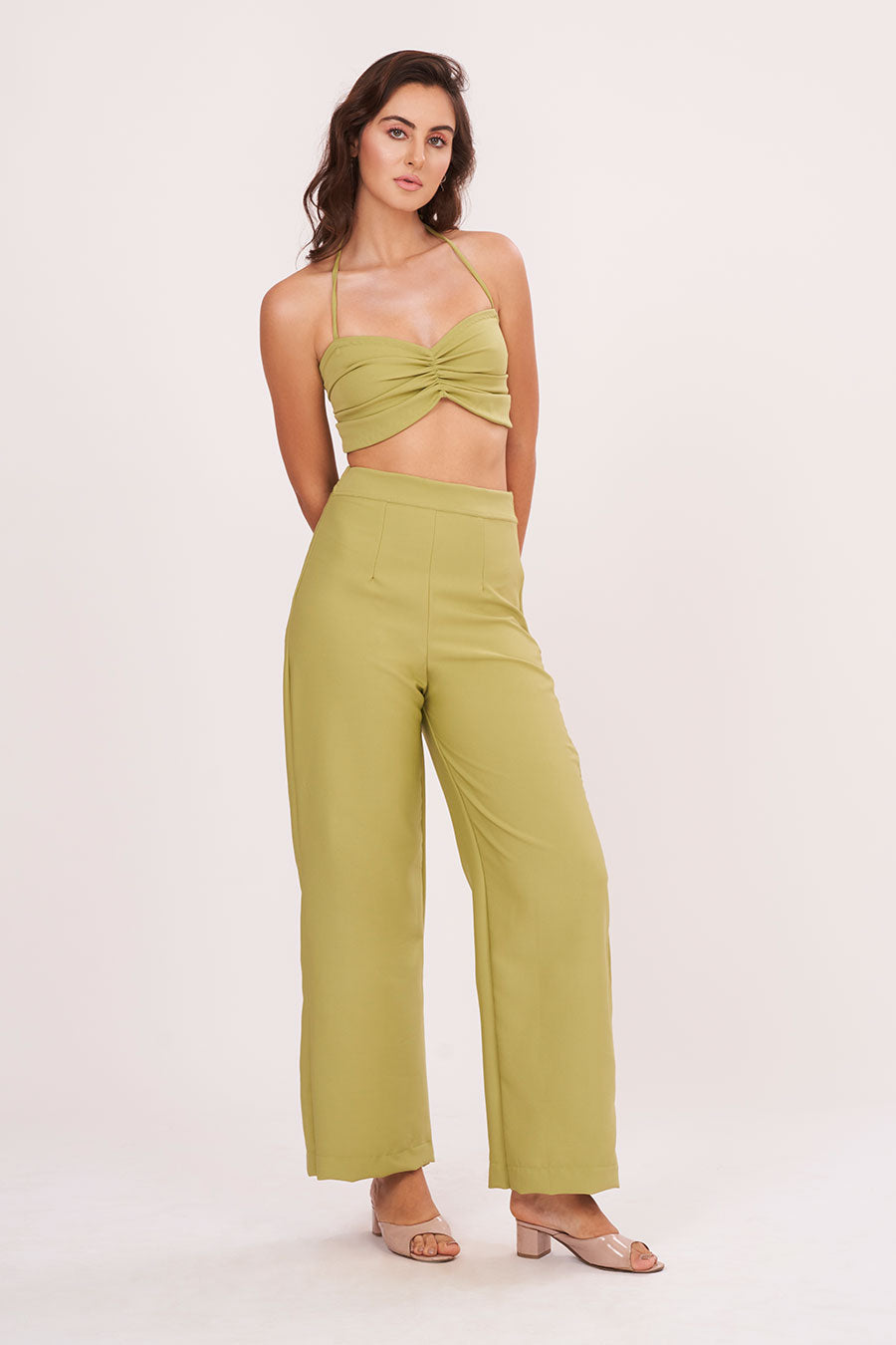 Green Halter Neck Top & Pants Co-Ord Set