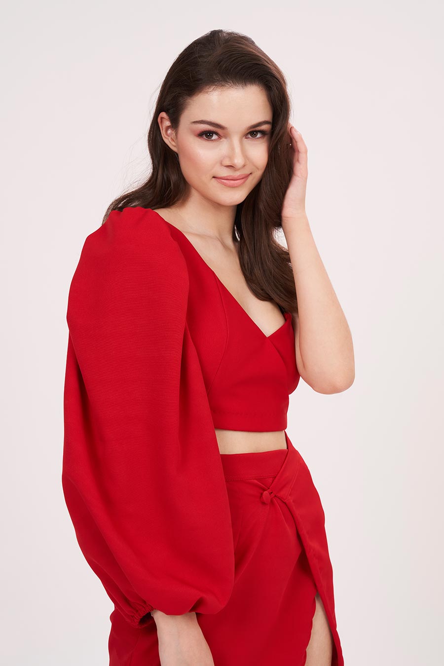 Red One-Shoulder Top & Skirt Co-Ord Set
