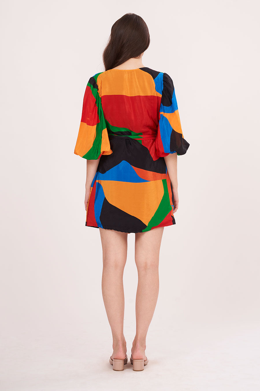 Multicolour Printed Wrap Short Dress