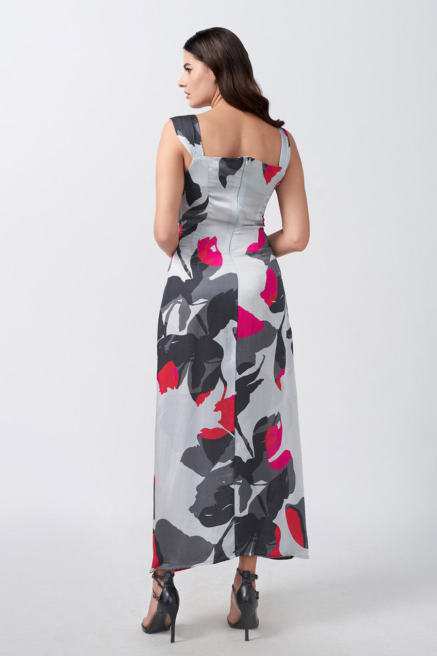Multicolour Printed Knotted Long Dress