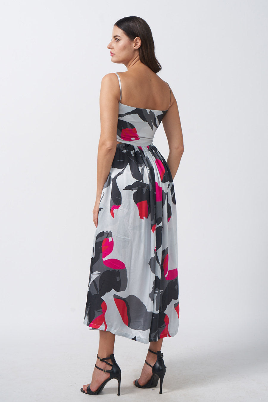 Multicolour Printed Cut-Out Midi Dress