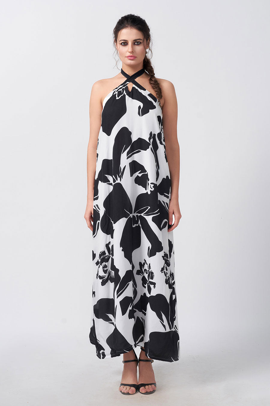 Black & White Floral Printed Dress