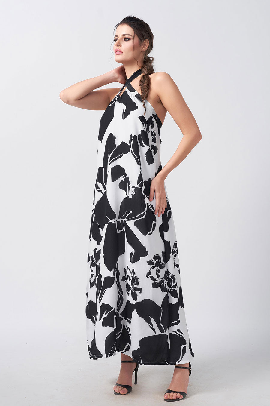 Black & White Floral Printed Dress