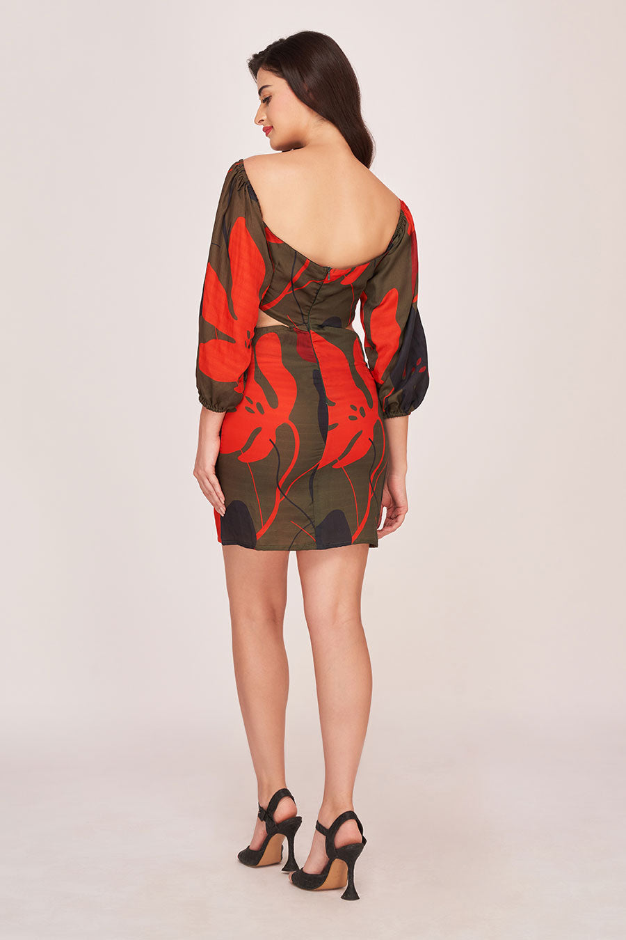 Multicolour Printed Off-Shoulder Mini Dress