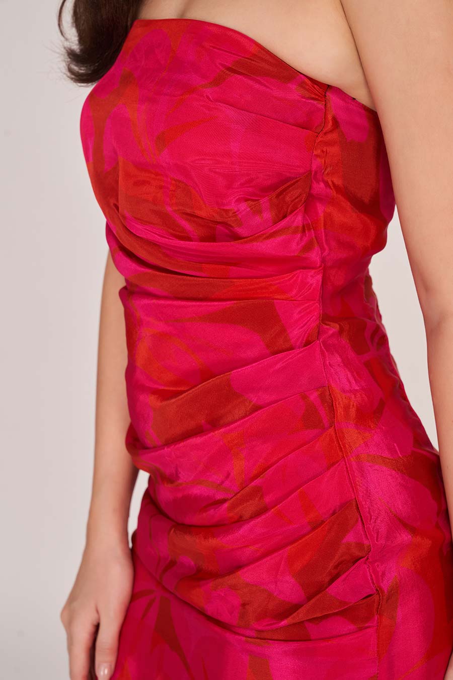 Pink Printed Off-Shoulder Mini Dress