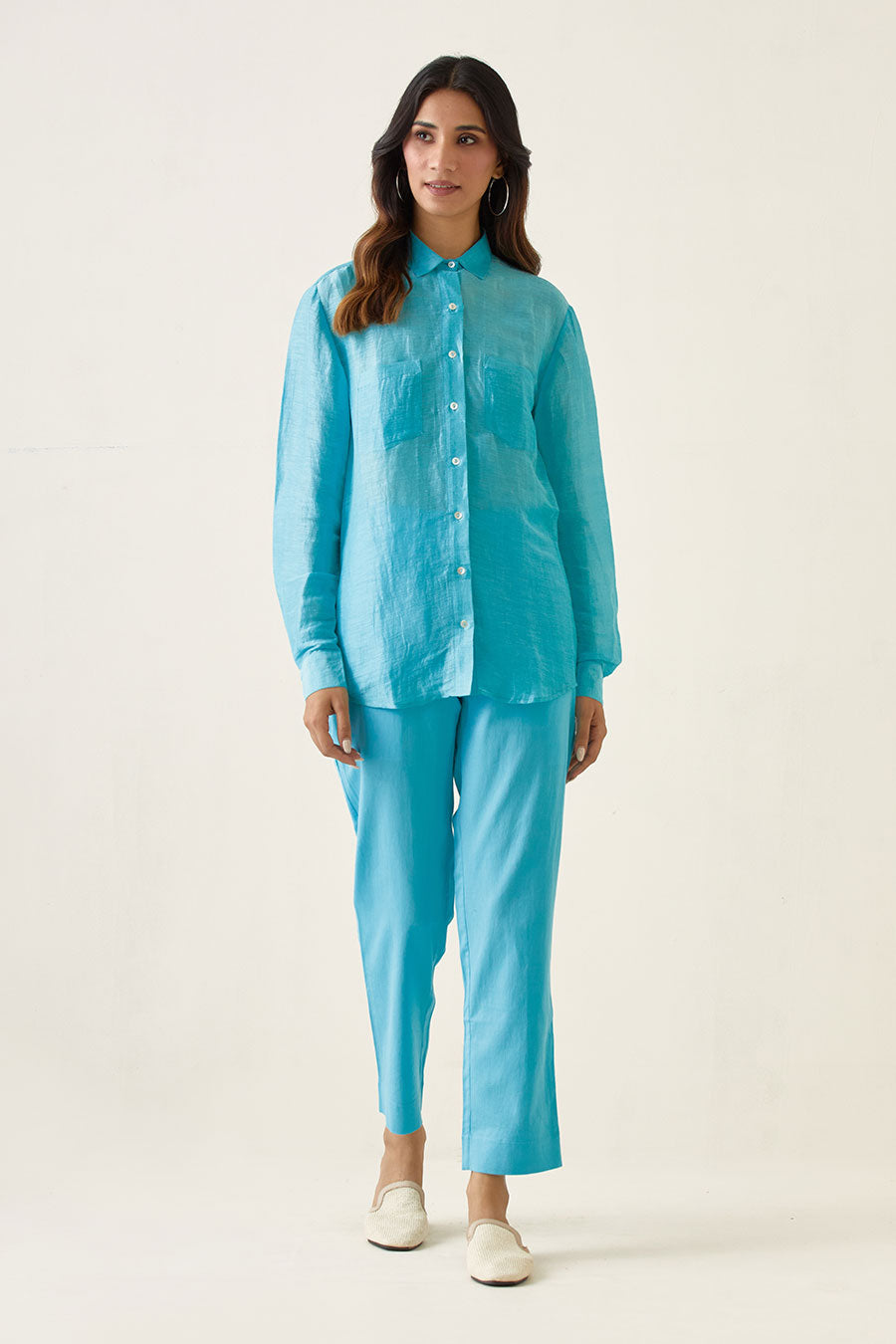 Pastel Blue Linen Shirt