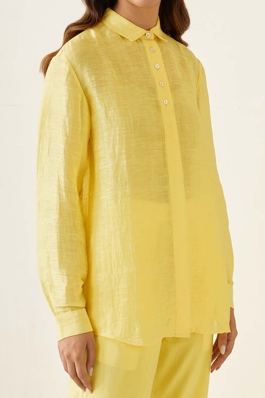 Maize Yellow Linen Silk Shirt