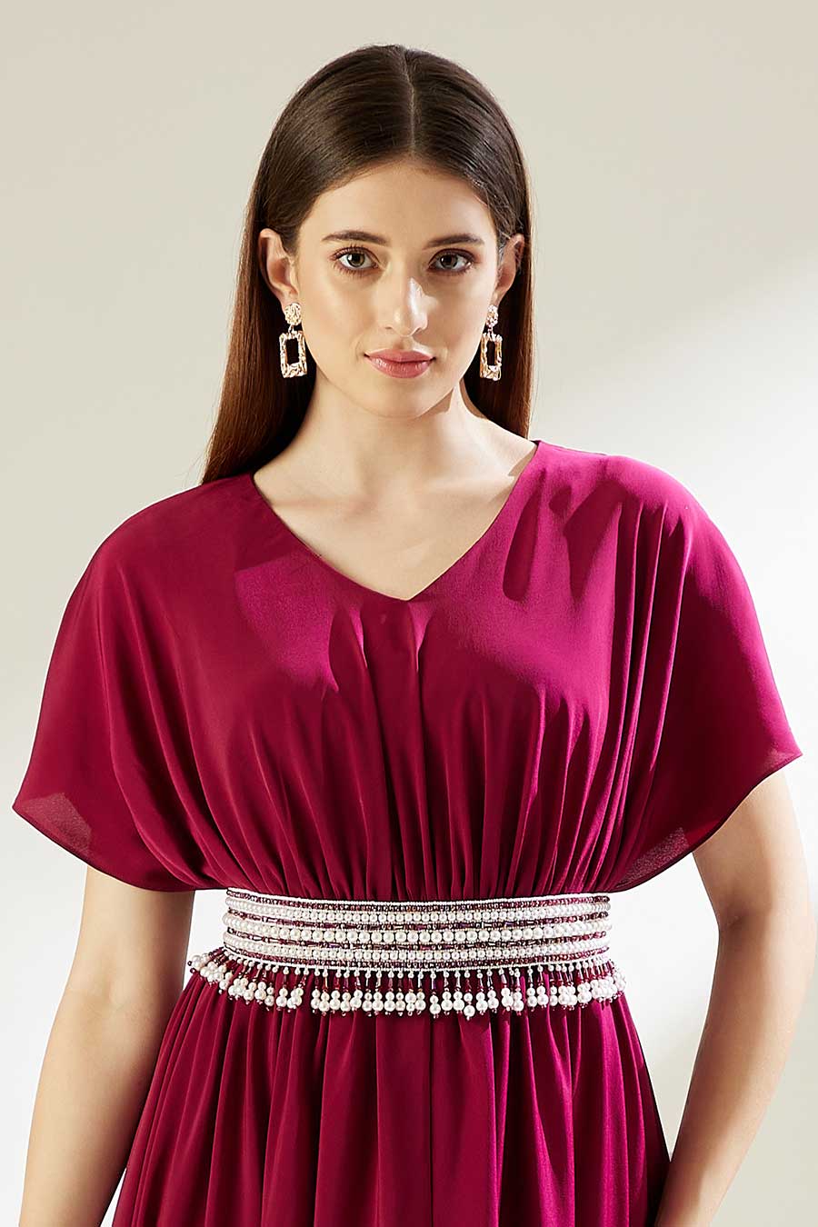 Shop Ruby Bead Pearl Hand Embroidered Belt by AAKAAR at House of