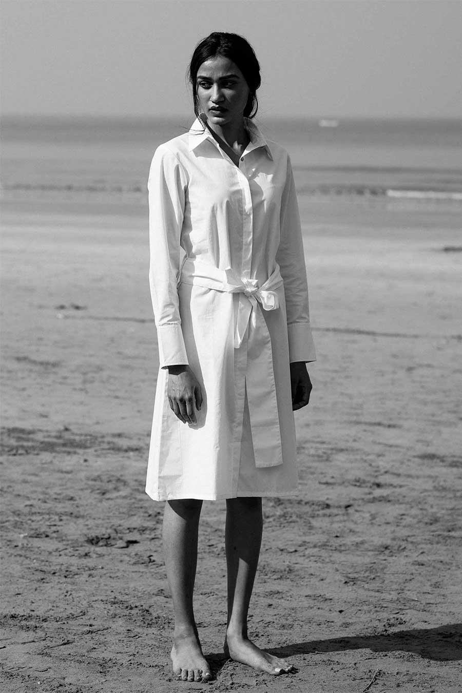 Nina White Poplin Shirt Dress