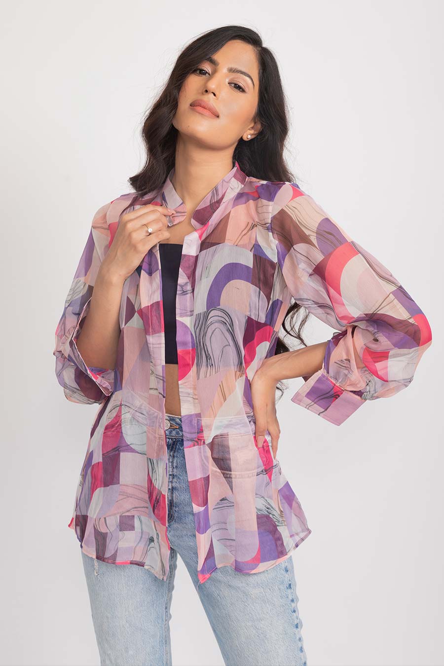 Naomi Pinted Chiffon Mesh Shirt