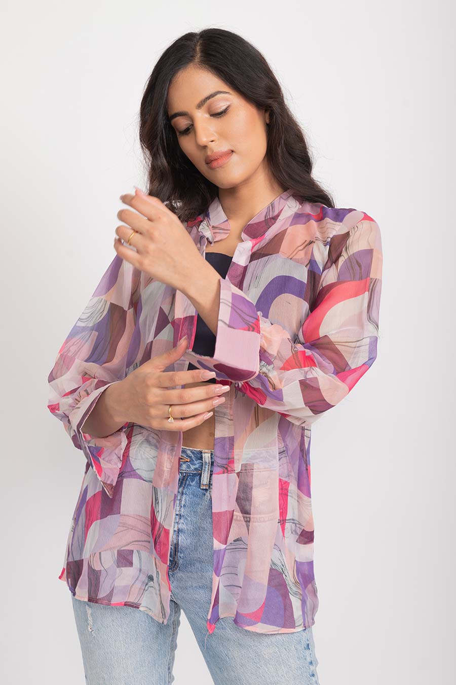 Naomi Pinted Chiffon Mesh Shirt