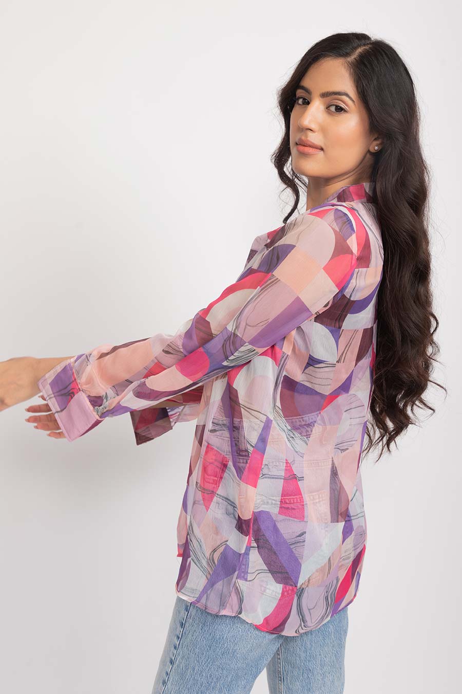 Naomi Pinted Chiffon Mesh Shirt