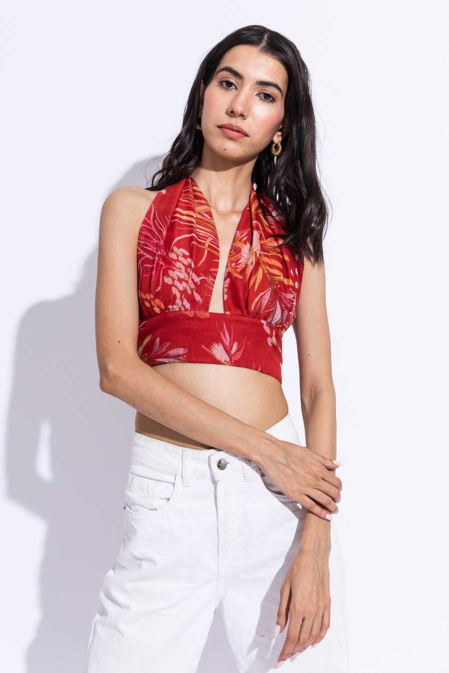 Amaryllis Printed Garnet Top