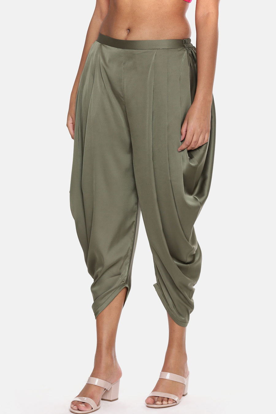 Green Satin Dhoti Pants