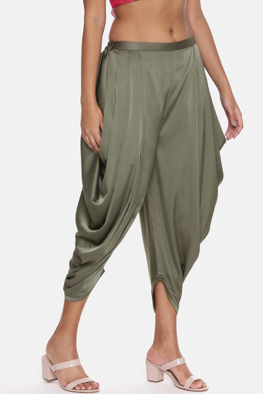 Green Satin Dhoti Pants