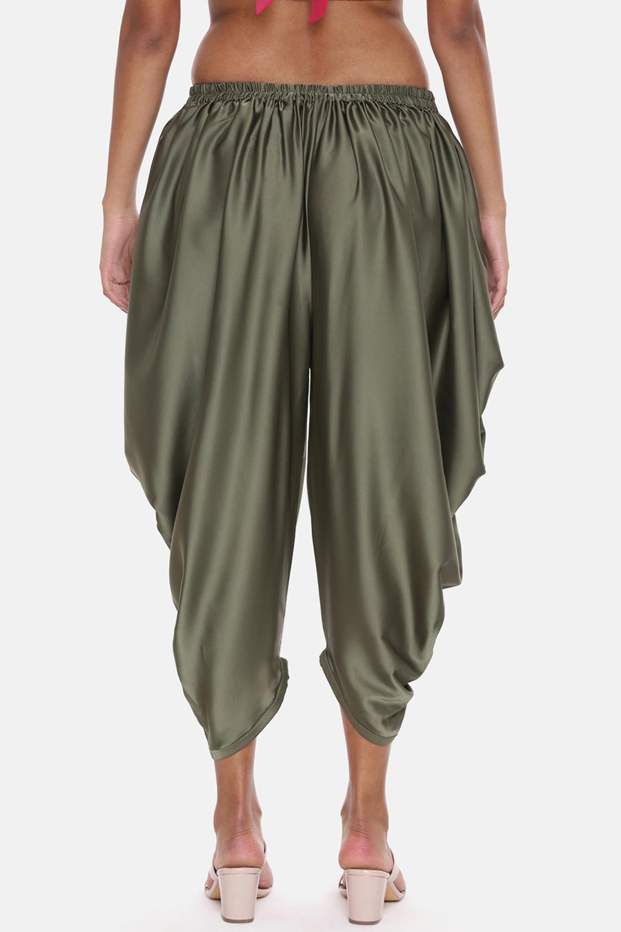 Green Satin Dhoti Pants