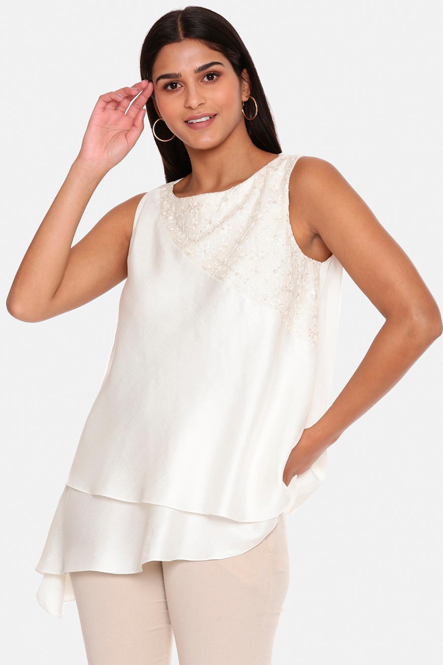 White Embroidered Top