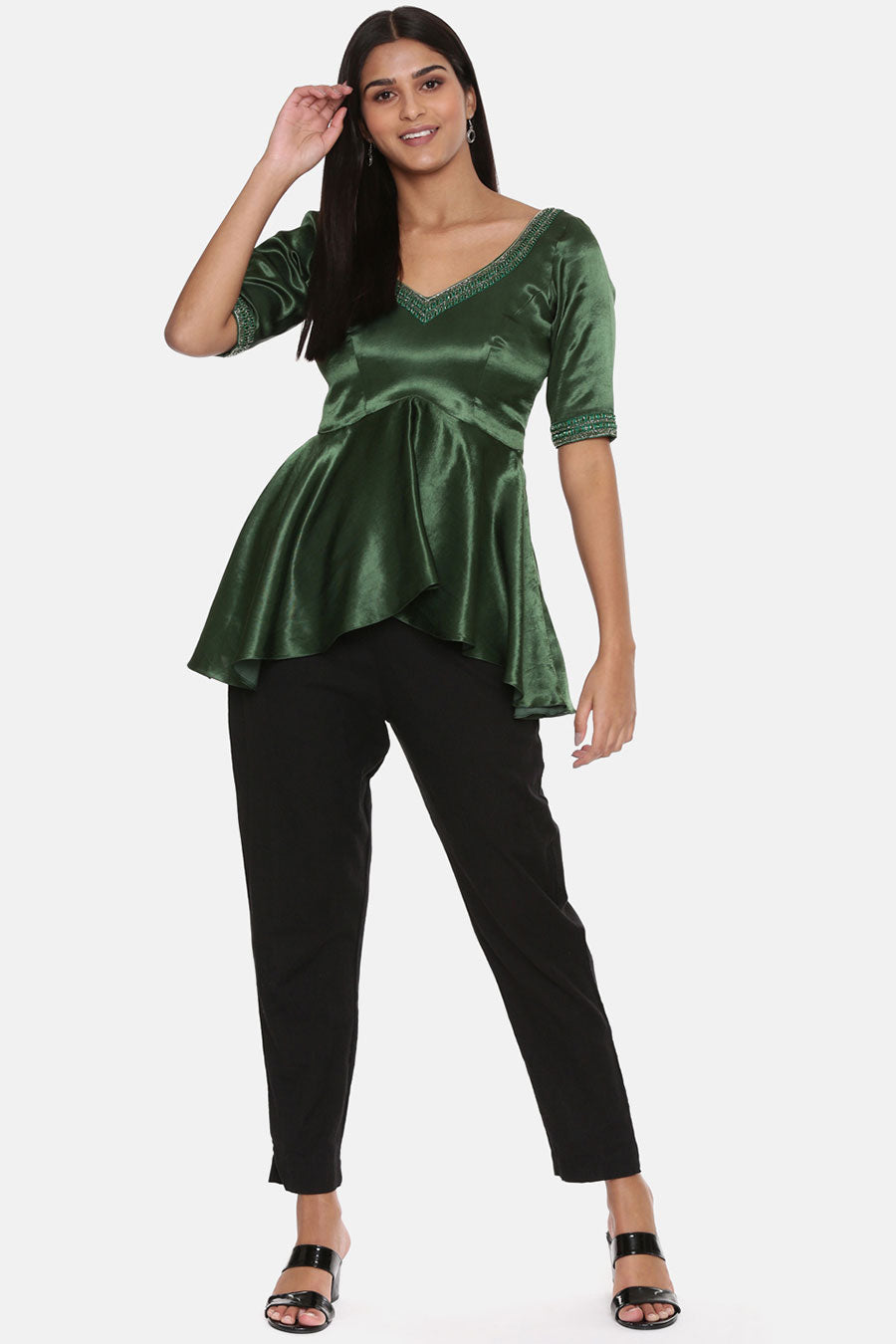 Green Embroidered Top