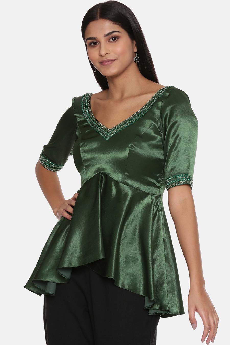 Green Embroidered Top