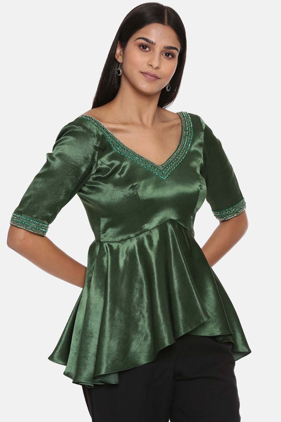 Green Embroidered Top