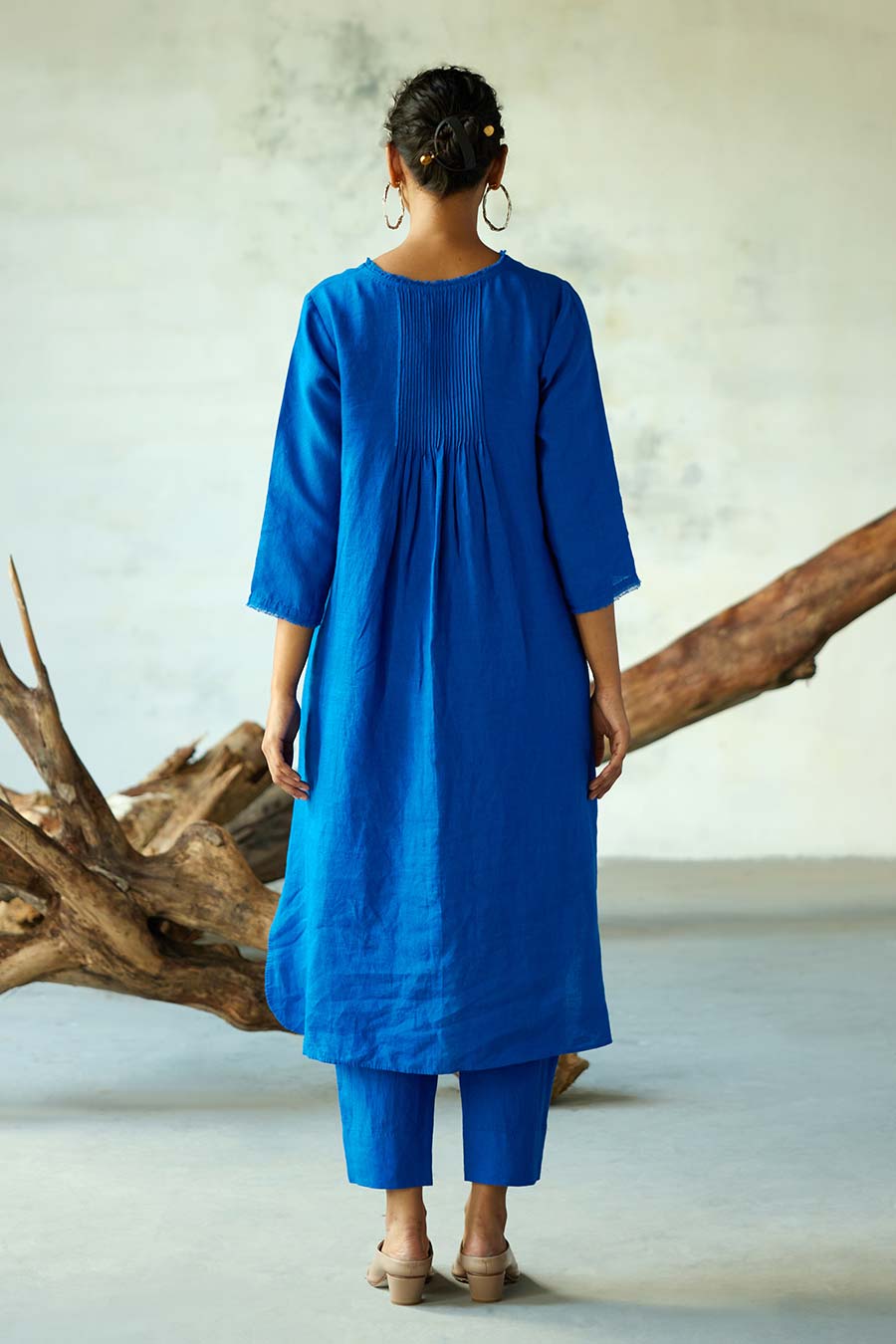 Blue Linen Kurta Set