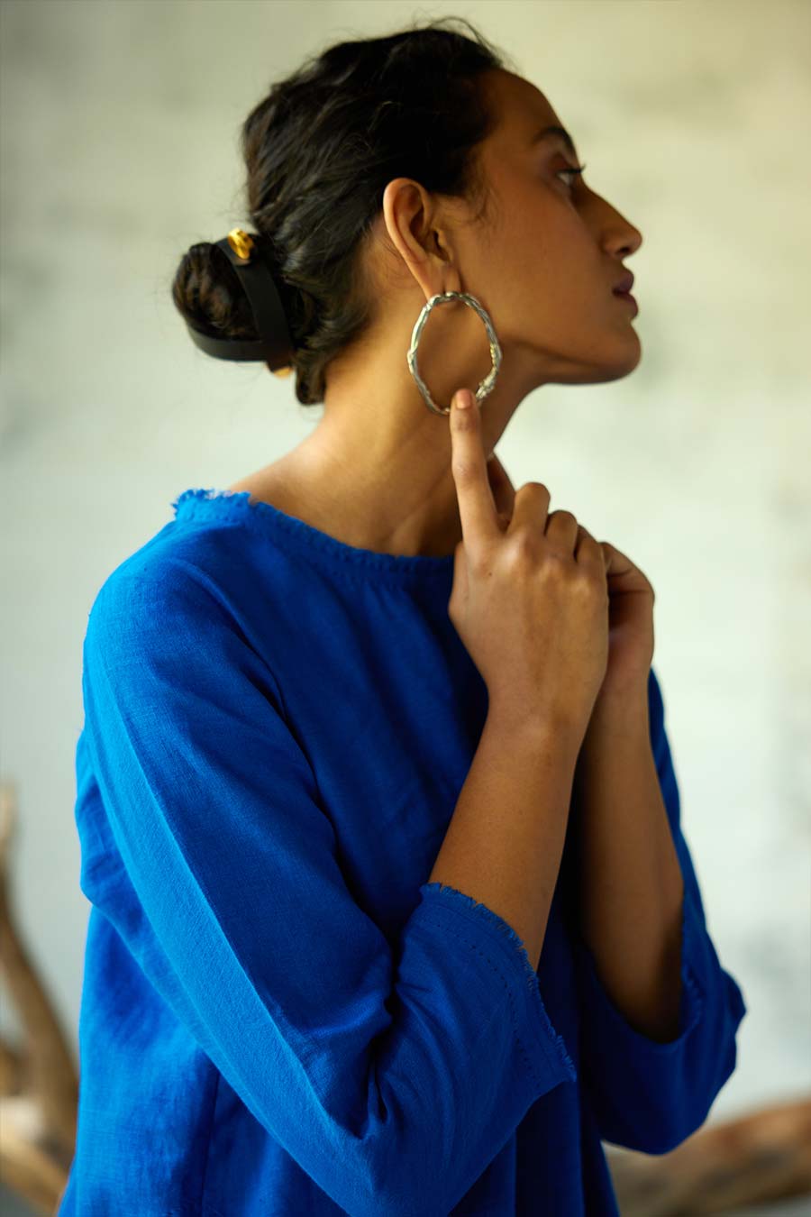 Blue Linen Kurta Set