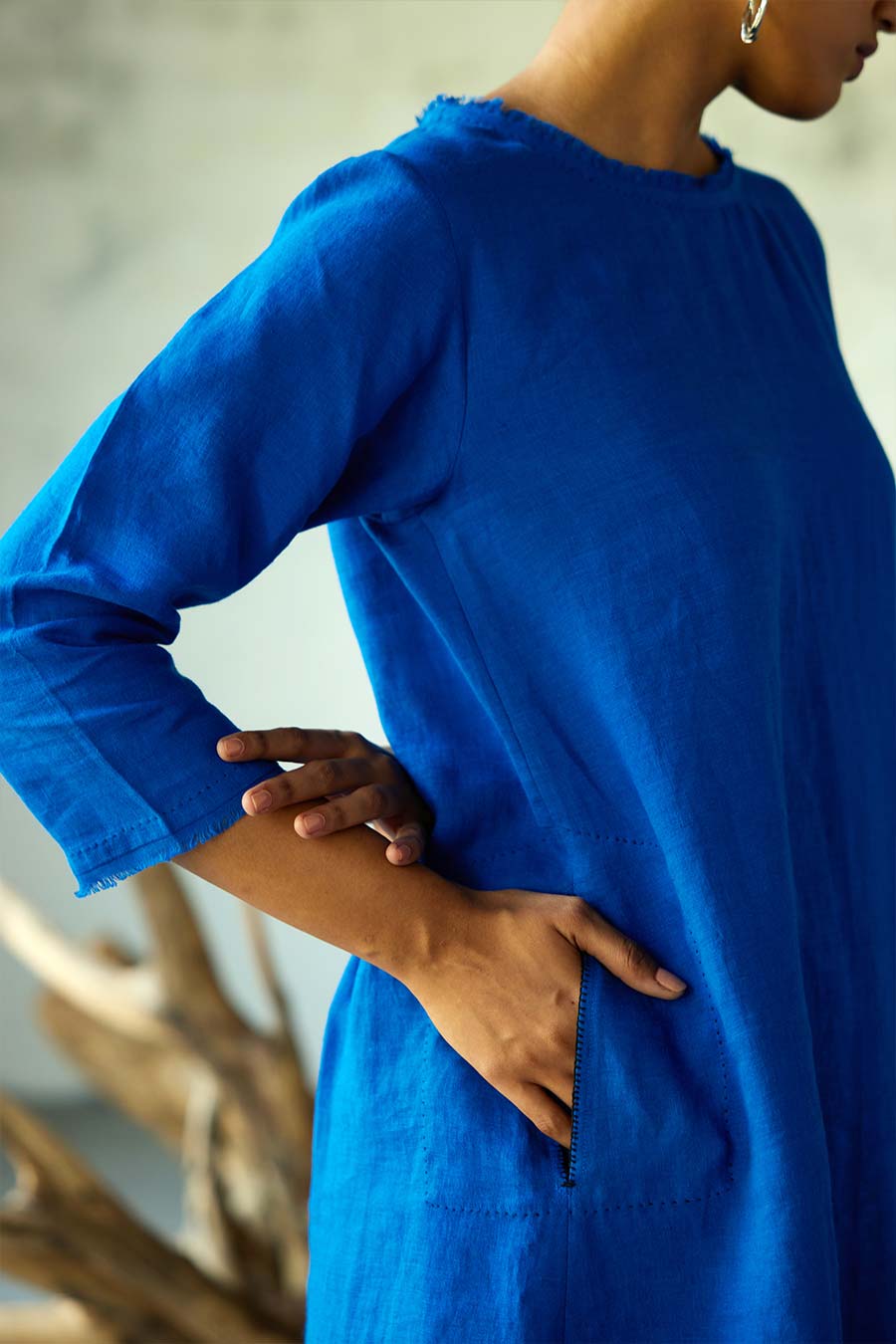 Blue Linen Kurta Set