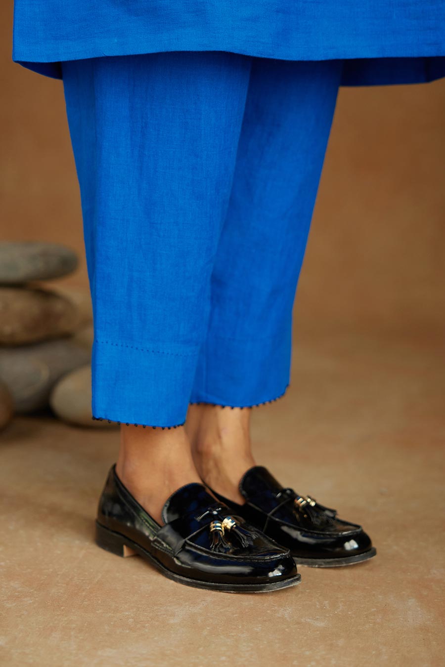 Blue Linen Kurta Set