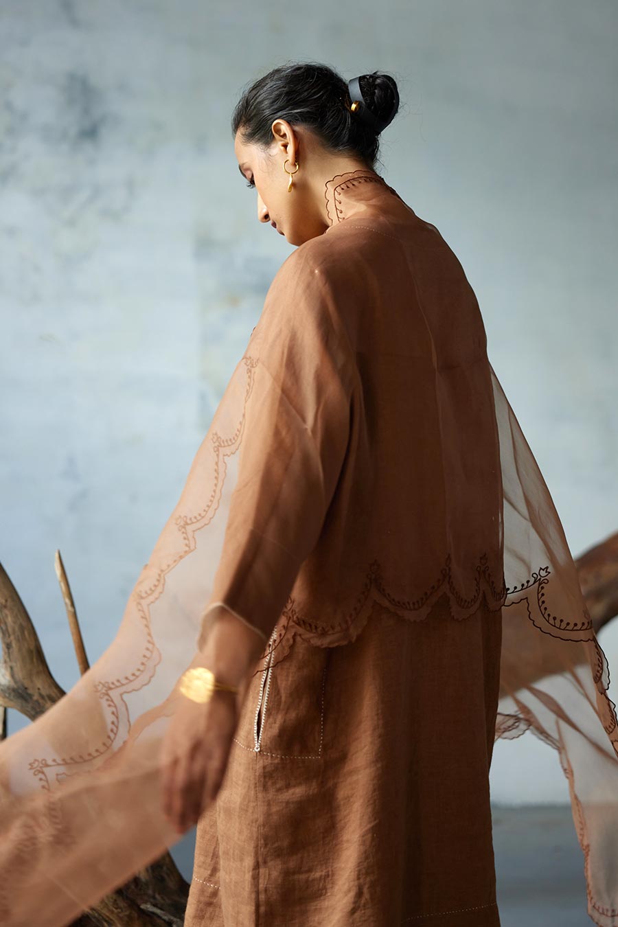 Brown Linen Kurta Set