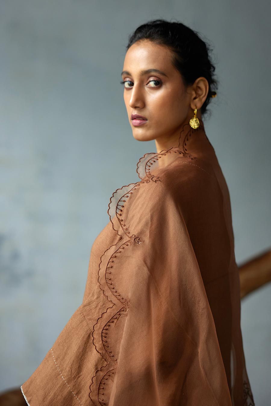 Brown Linen Kurta Set